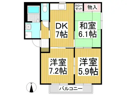 バリュージュヤマト(3DK/2階)の間取り写真