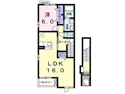 サン・カーサMII(1LDK/2階)の間取り写真