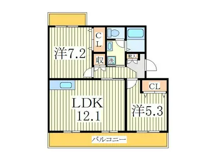 サンモールKAZU(2LDK/3階)の間取り写真