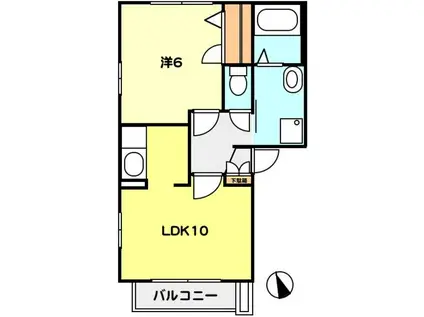 SHAMAISON メゾンオレンジヒルズ(1LDK/2階)の間取り写真