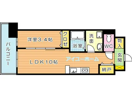 ザ・レジデンス黒崎駅南(1LDK/14階)の間取り写真