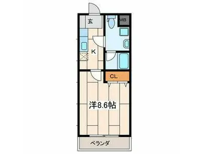 ＪＲ南武線 小田栄駅 徒歩10分 3階建 築17年(1K/3階)の間取り写真