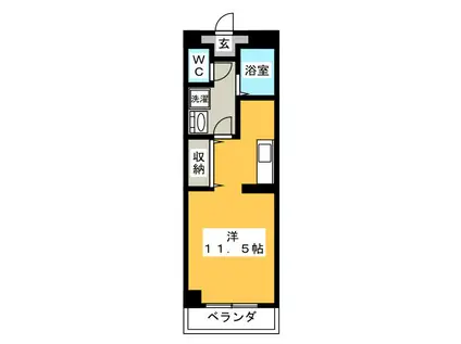 コンベナリー八幡B(ワンルーム/2階)の間取り写真