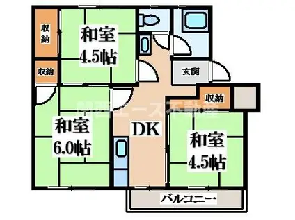 香里三井団地(3DK/4階)の間取り写真
