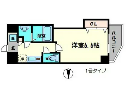 ラグゼ都島北I(1K/2階)の間取り写真