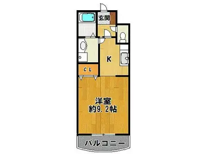 ハイトピア神戸北I(1K/3階)の間取り写真