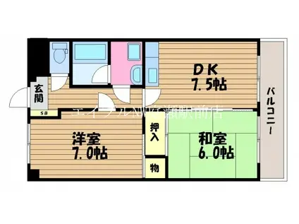 アリアE(2DK/1階)の間取り写真