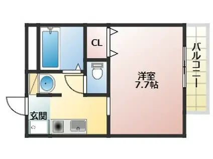 ヴィラ・ソレイユA棟(1K/2階)の間取り写真