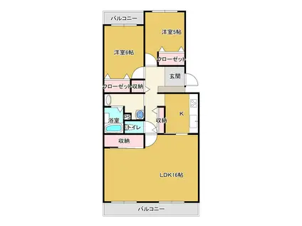 カーサグランデ並木(2LDK/2階)の間取り写真