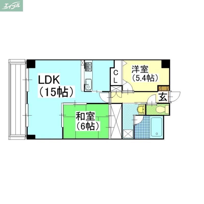 グリーンビレッジ北方(2LDK/2階)の間取り写真