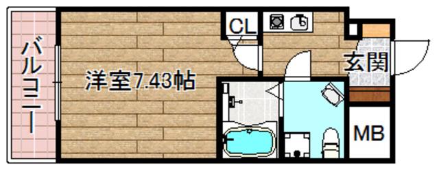 セレニテ高槻(1K/2階)の間取り写真