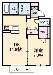 グリーンヒルズ黒石(1LDK/1階)の間取り写真