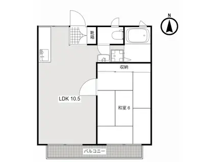 CASA城北弐番館(1LDK/2階)の間取り写真