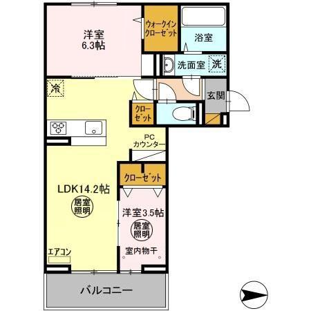 カンパーナ(2LDK/2階)の間取り写真