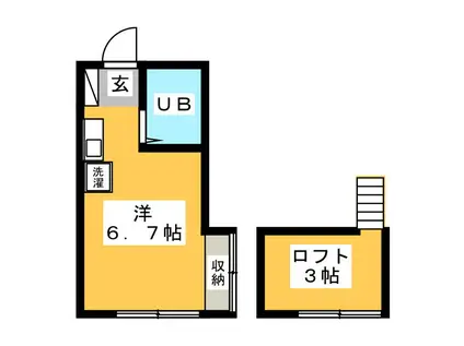 三友ハイツ第2(ワンルーム/1階)の間取り写真