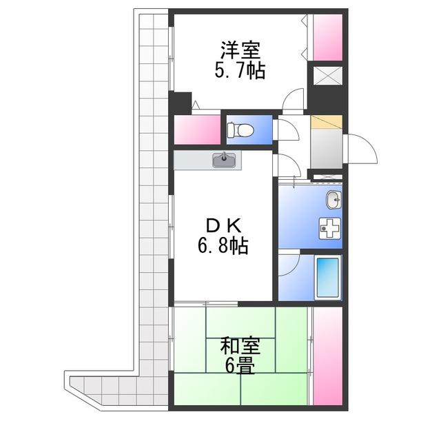グランエクセル高師浜(2DK/1階)の間取り写真