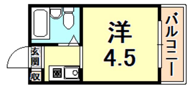ロイヤルプラザ西宮(ワンルーム/2階)の間取り写真