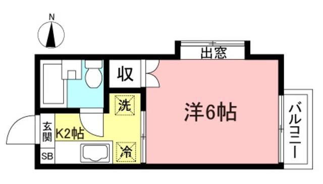 ファミーユ国分寺(1K/2階)の間取り写真