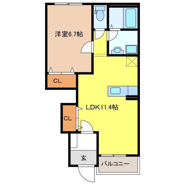 ヴィラージュA(1LDK/1階)の間取り写真