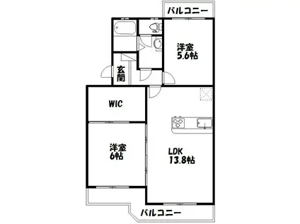 マンションアカンサス I(2LDK/3階)の間取り写真
