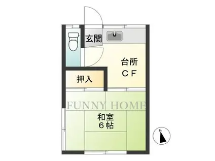 佐藤荘(1K/2階)の間取り写真