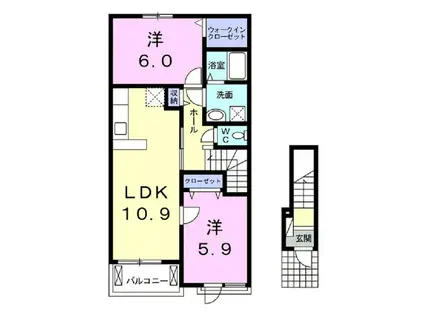 アブソリュート・リーベ(2LDK/2階)の間取り写真