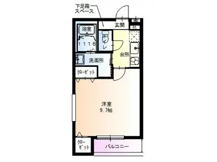 フジパレス山之内Ⅷ番館(1K/3階)の間取り写真