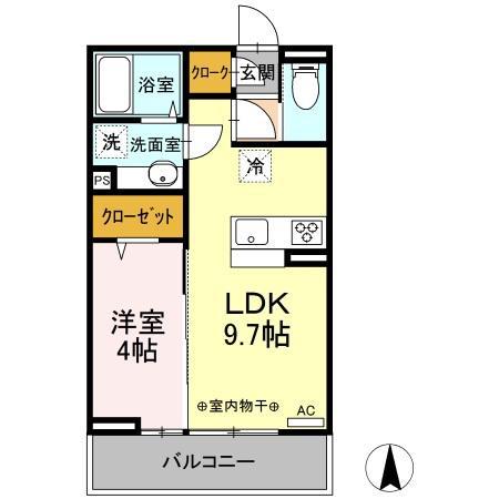 ヴィラ アルカディア(1LDK/1階)の間取り写真