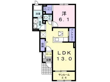ポラリス三番館(1LDK/1階)の間取り写真