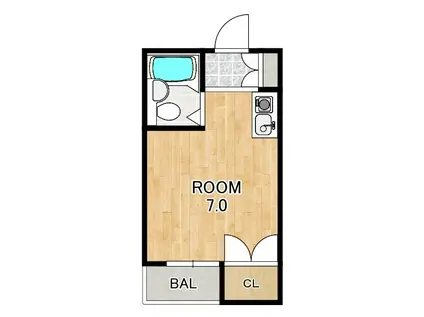ローズコーポ瀬田Ⅱ(ワンルーム/3階)の間取り写真