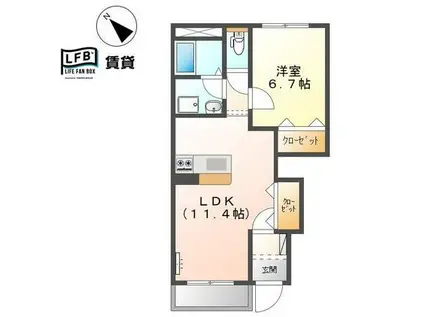 コンフィード本橋II(1LDK/1階)の間取り写真