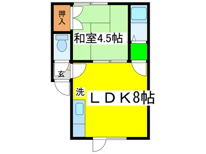 コーポレーションさとみ(1LDK/2階)の間取り写真