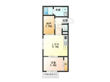 CEDAR HALL YAMADA TWO(2LDK/1階)の間取り写真