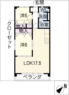 サンライトヒルズ(2LDK/2階)の間取り写真