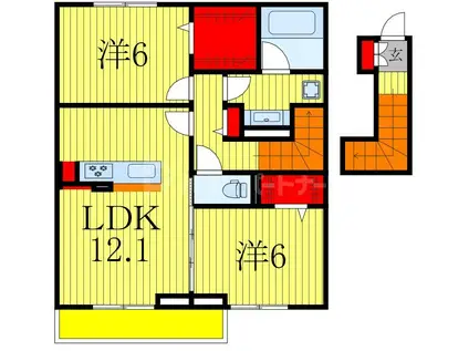 ソラーナ フェリス(2LDK/2階)の間取り写真