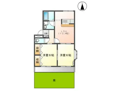 ラバーズハイム弐番館(2LDK/1階)の間取り写真