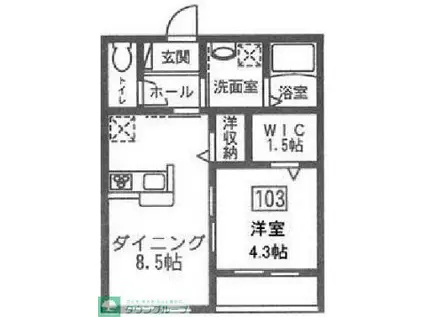 ヒログランデ(1DK/1階)の間取り写真