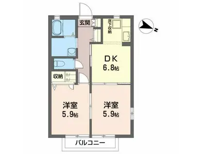 ラフィネ(2DK/1階)の間取り写真
