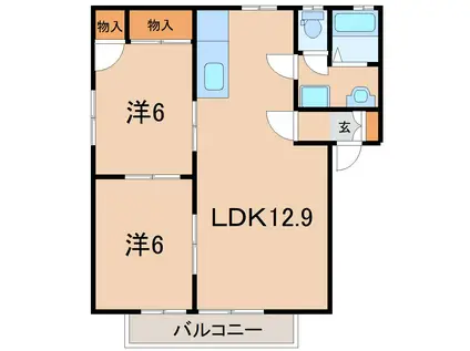 クレストコートI(2LDK/1階)の間取り写真