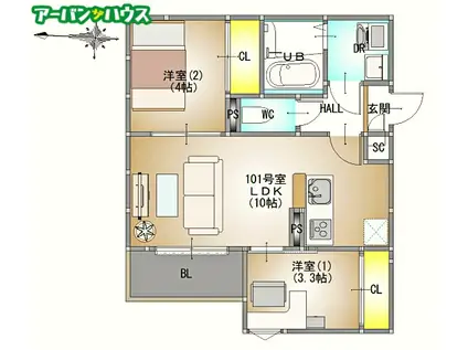 REGALEST 東岡山(2LDK/3階)の間取り写真