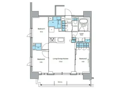 ルフォンプログレ上野御徒町(3LDK/15階)の間取り写真