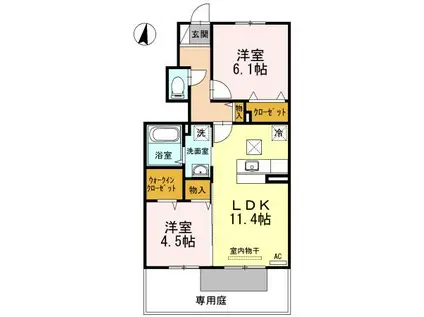 リーベクオーレ(2LDK/1階)の間取り写真