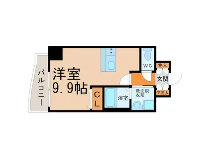 プレサンス上前津リラクシア(1K/13階)の間取り写真