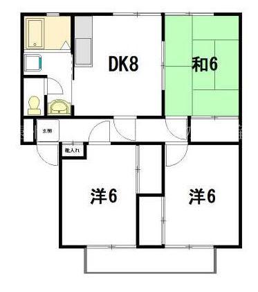 サンフィル高橋A(3DK/2階)の間取り写真
