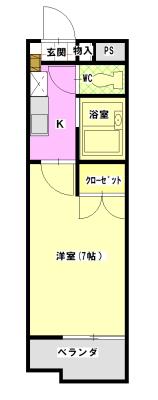ヒルズMY(1K/2階)の間取り写真