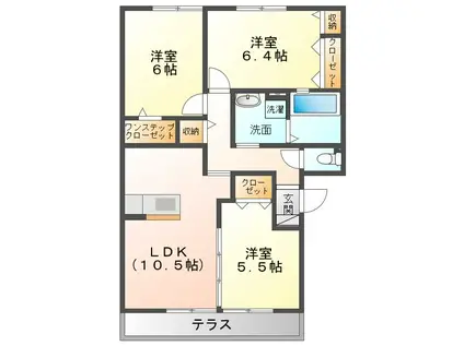ルンダーベルクB(3LDK/2階)の間取り写真