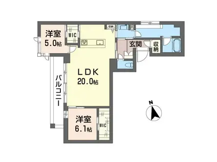 ヴィオラ・ボヌール(2LDK/2階)の間取り写真