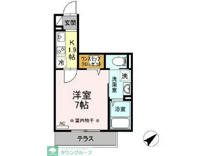 クレール藤沢II(1K/1階)の間取り写真