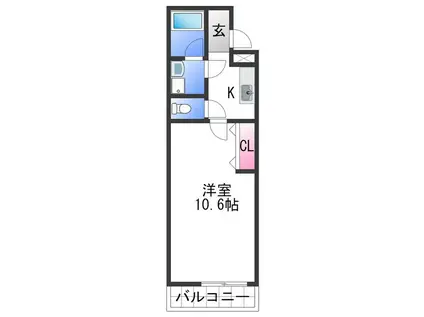 フジパレスリベーラ今福(1K/1階)の間取り写真