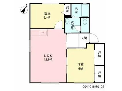 ソレイユB(2LDK/1階)の間取り写真